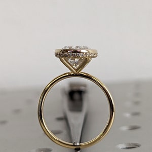 Moissanite Solitaire 14K Yellow Gold Moissanite Diamond Hidden Halo Wedding Anniversary Ring