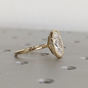 14K Yellow Gold Moissanite Hidden Halo Engagement Ring