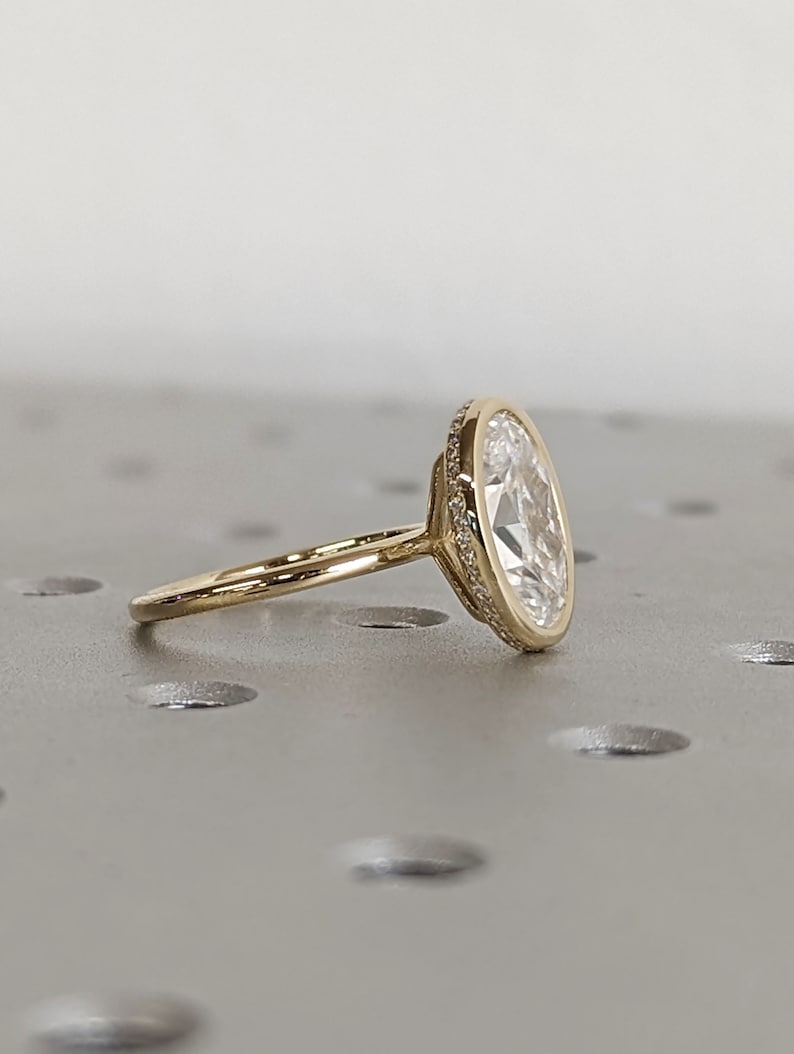 14K Yellow Gold Moissanite Hidden Halo Engagement Ring