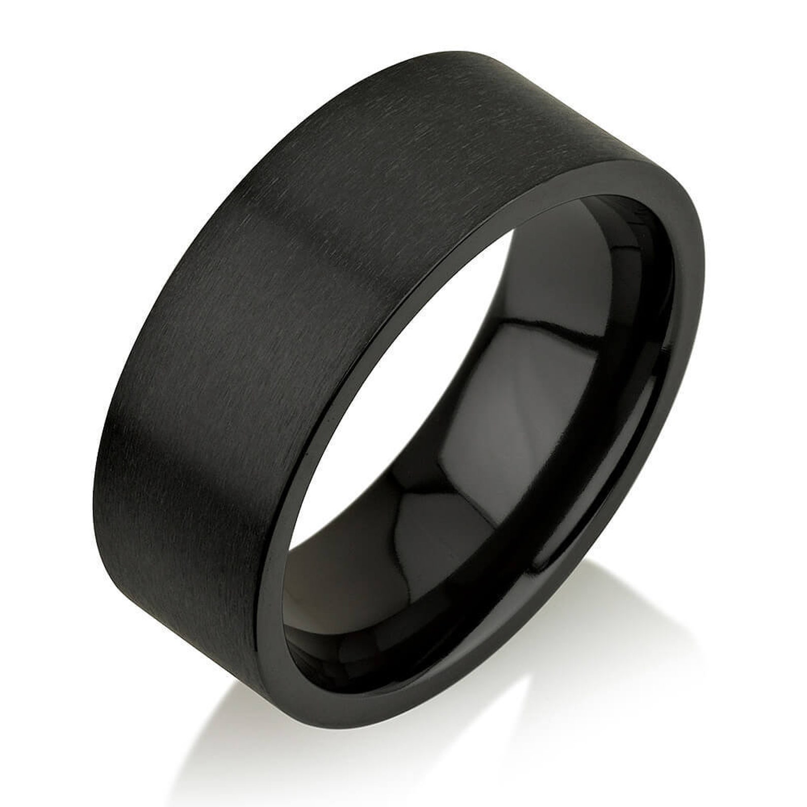 Wide Flat Black Zirconium Wedding Band Classic Brushed Black Zirconium Wide Flat Black Zirconium Wedding Band Classic Brushed Black Zirconium