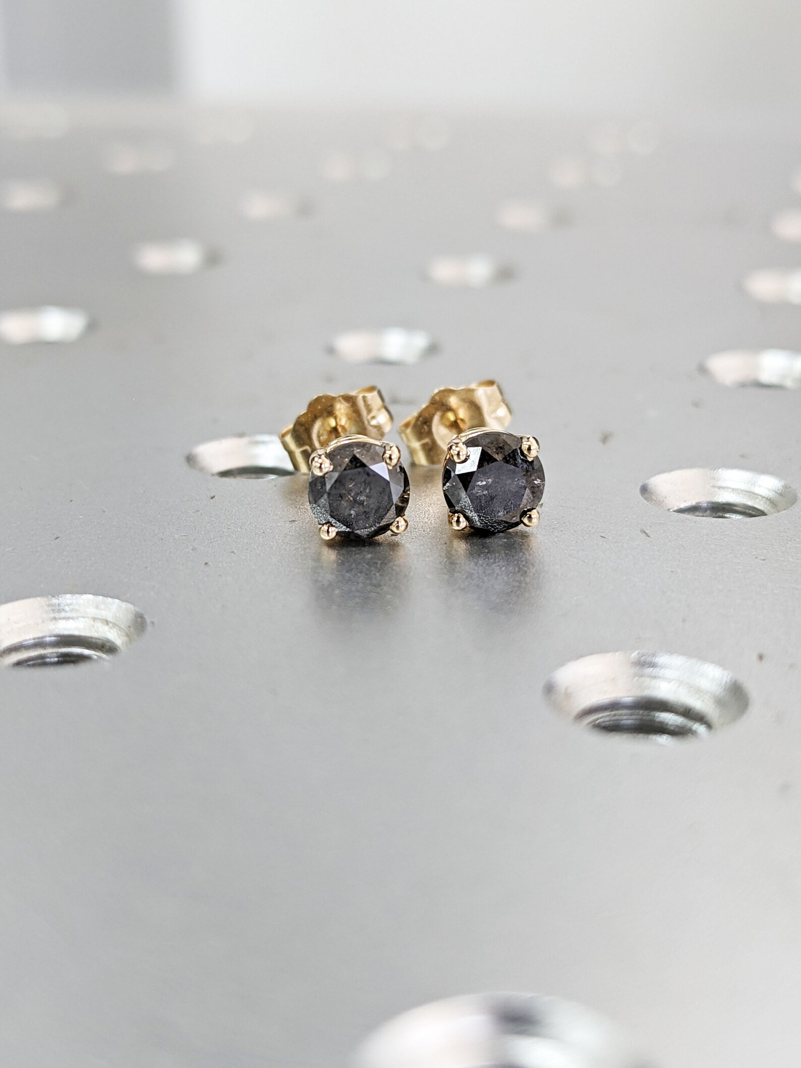 Salt and Pepper Diamond Stud Earrings Salt and Pepper Diamond Etsy