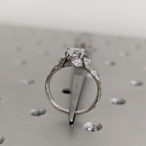Nature Inspired 1ct Round Lab Diamond Wedding Ring 14K White Gold Twig Leaf Vine