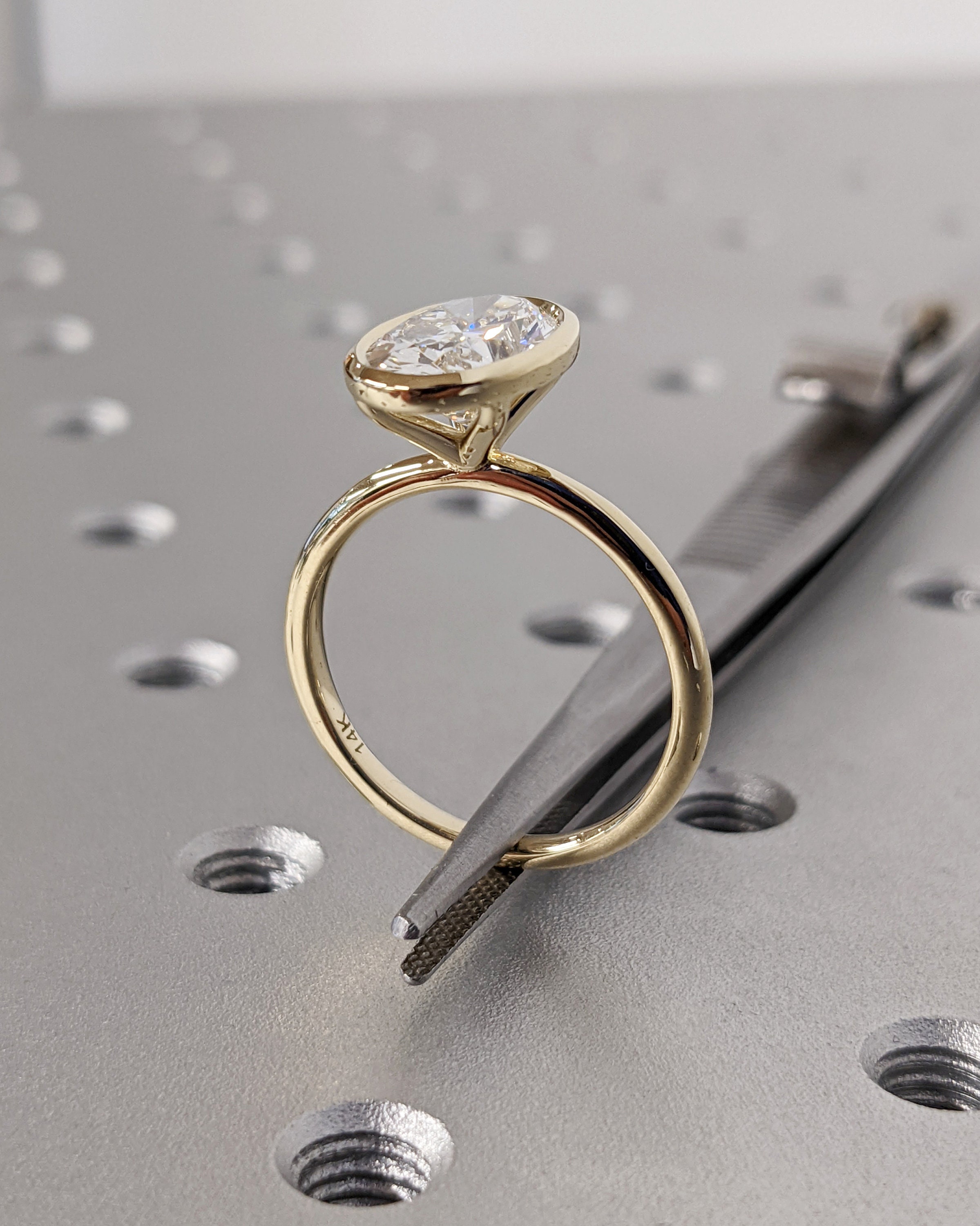 Oval Cut Moissanite Solitaire Ring, 14K Yellow Gold Engagement Ring ...