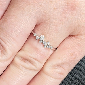 Moissanite Cluster Ring | Solid Gold Cluster Ring | Diamond Ring | Unique Ring | Engagement Ring | Platinum Wedding Band | Summer Jewelry