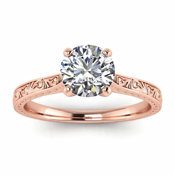 Engraved rose gold ring deals