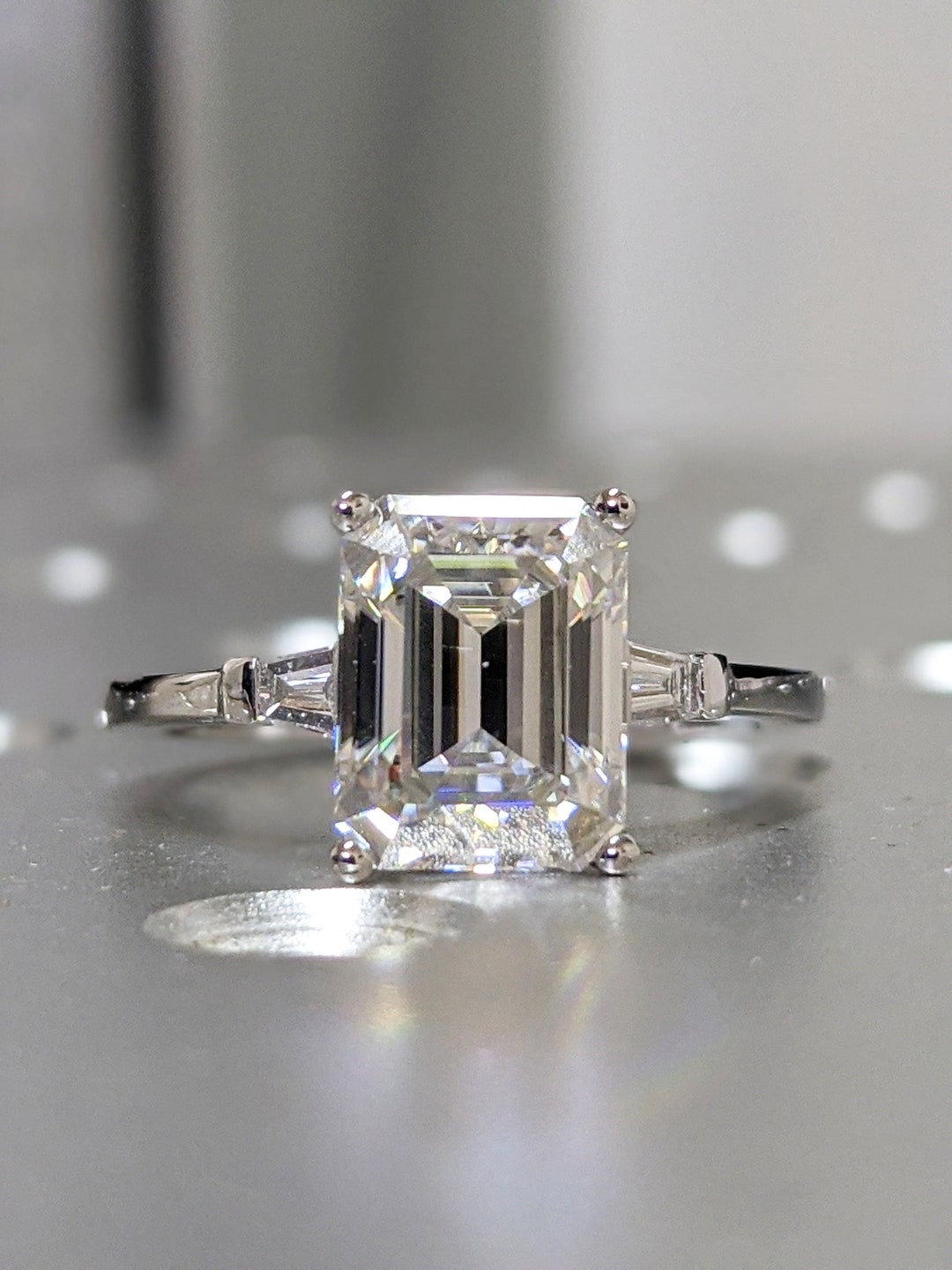 Emerald Cut Engagement Ring, Emerald Cut Ring, Tapered Baguette ...