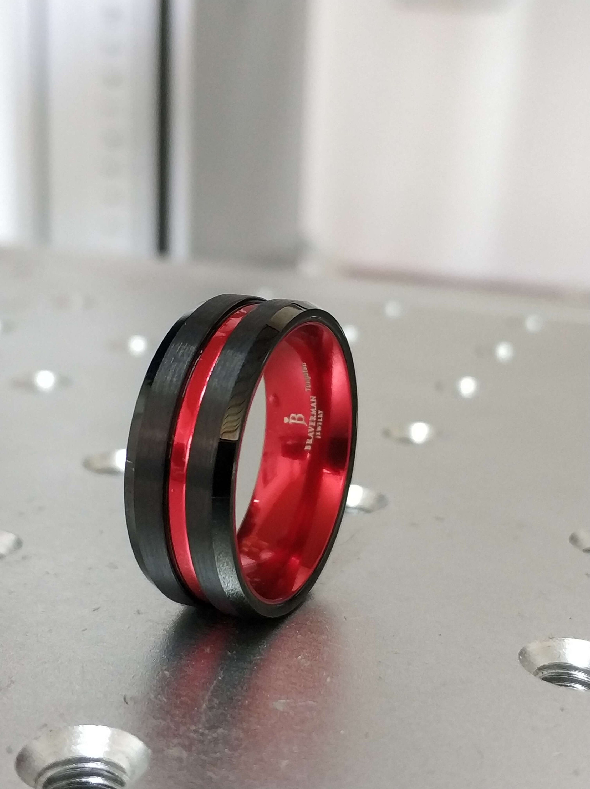 Tungsten Wedding Band Black Tungsten Band 8mm Red Tungsten Etsy