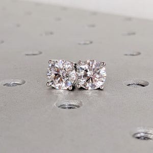 Minimalist Solitaire Earrings | White Moissanite Screw Back Earrings | 1ct, 2ct Moissanite Platinum Bridal Earrings | Everyday Studs Earring