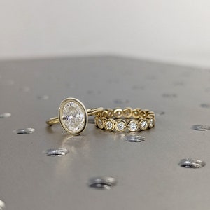 2CT Oval Cut Moissanite Solitaire Ring, 14K Yellow Gold Engagement Ring ...