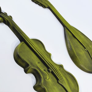 Green Accents Wall Decor Musical Instruments /Mid century Music Instruments Wall Art