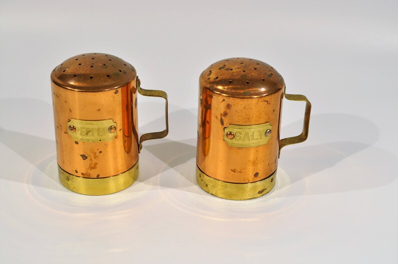 Copper Salt /&Pepper ShakerFarmhouse,Cottage ChicCopper kitchenFrench countryvintage western kitchen decorranch mountain cabin decor