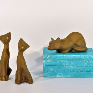 Mid Century Brass Cats Statue image 1