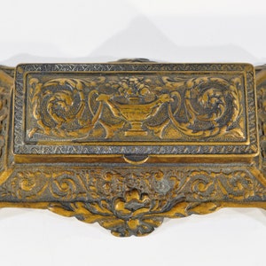 Vintage Ornate Brass Inkwell Holder