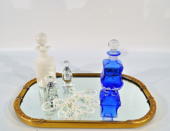 Bouteille et bouchon de parfum en verre carré bleu cobalt - Etsy France