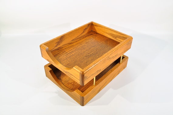 Elegant Designs HG1021-WWH Home Office Tiered Desk Organizer With Storage Cubbies & Letter Tray, White Wash