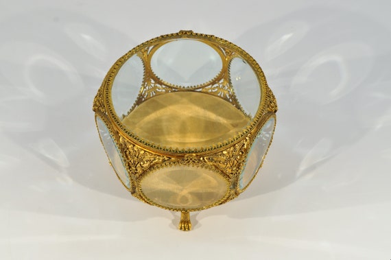 Gold Plated Ormolu Filigree Jewelry Casket - image 7