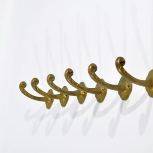 Set of 6 Antique Brass Coat Hooks