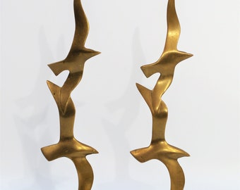 13''T Mid Century Modern Brass Seagull bookends/Birds decor/Hollywood regency decor/beach house decor