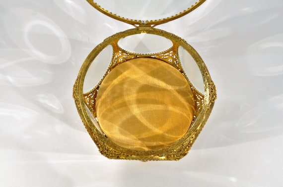 Gold Plated Ormolu Filigree Jewelry Casket - image 6