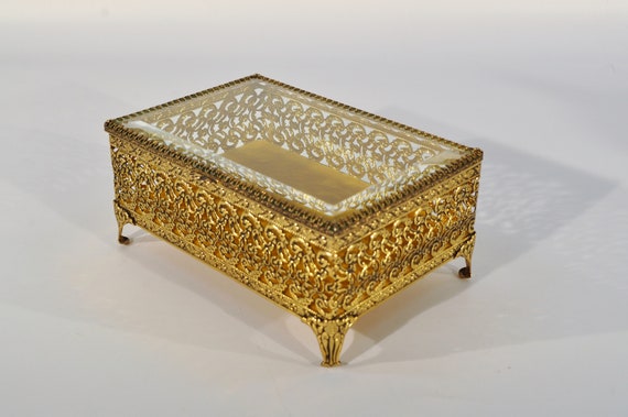 Ormolu Golden Filigree Jewelry Box/casket - image 9