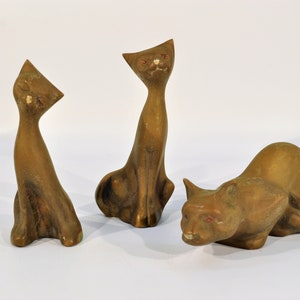 Mid Century Brass Cats Statue image 2