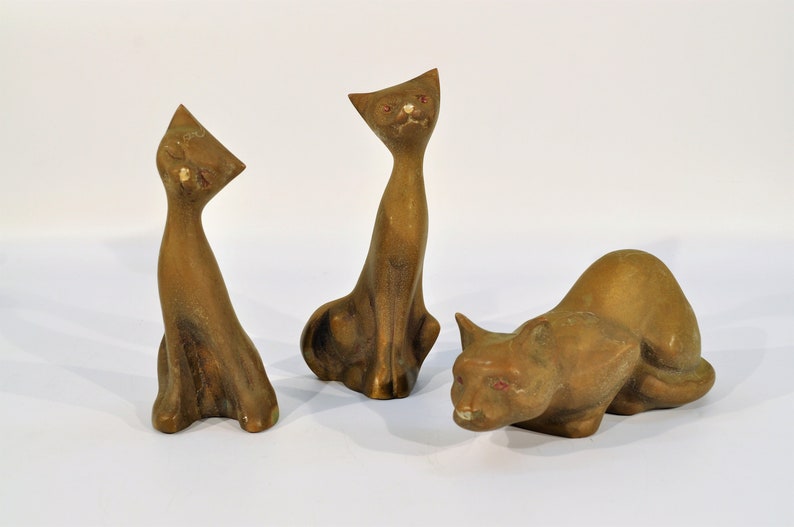 Mid Century Brass Cats Statue image 2