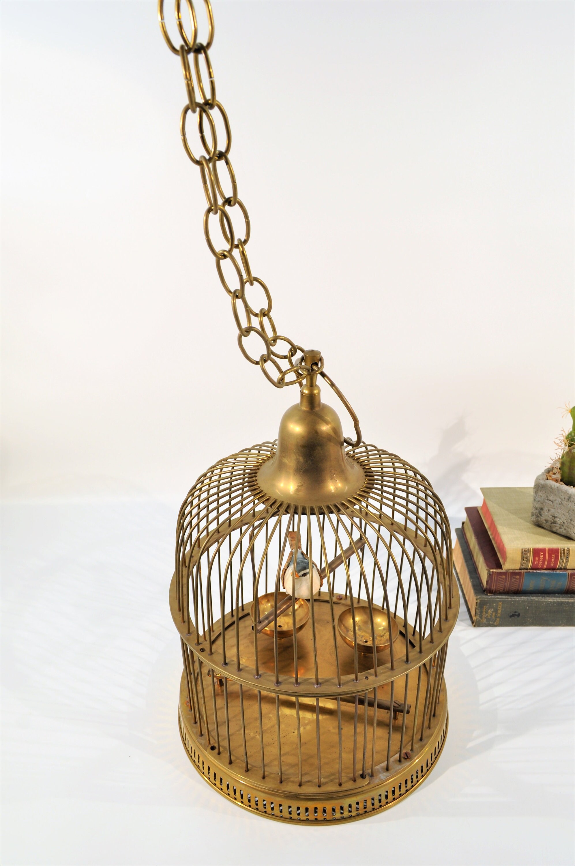 Vintage Brass Hanging Bird Cage