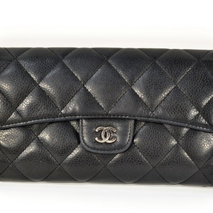 Chanel Gold CC Logo Long Trifold Flap Wallet 930C12