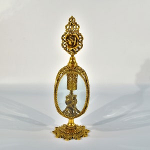 Ormolu Filigree Perfume Bottle Rose Ornate Gold Plated