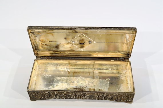 Godinger Silver Plated Jewelry Box/ vintage silver jewelry Box,/ silver Jewelry Box / Art nouveau jewelry box View 4