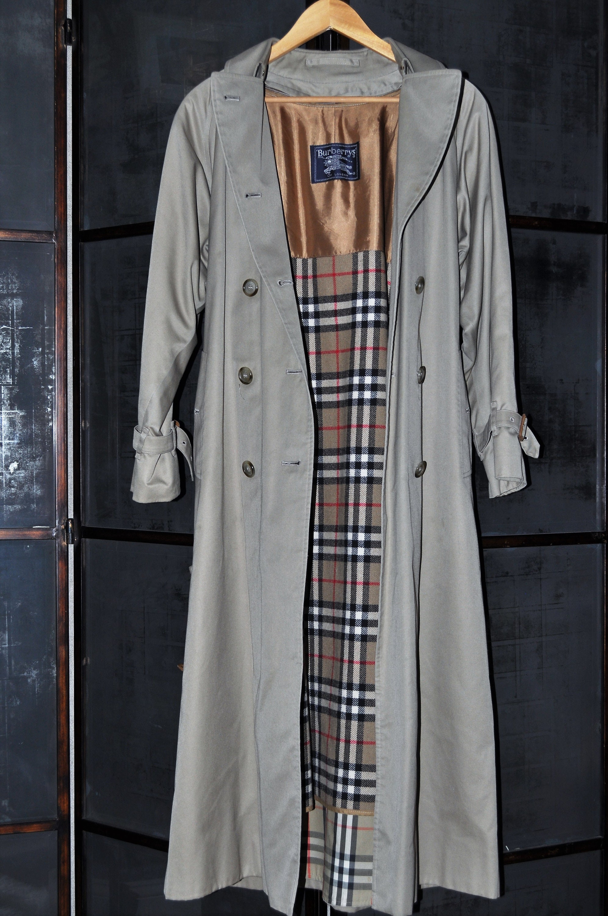 Burberry London Trench Coat Size 6 X-long Khaki Nova Check
