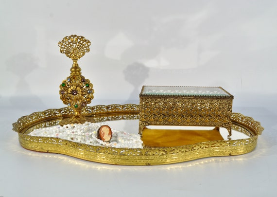 Ormolu Golden Filigree Jewelry Box/casket - image 10