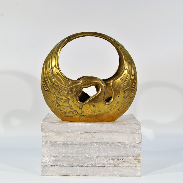 Mid century Brass Swan Planter