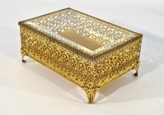 Ormolu Golden Filigree Jewelry Box/casket - image 1