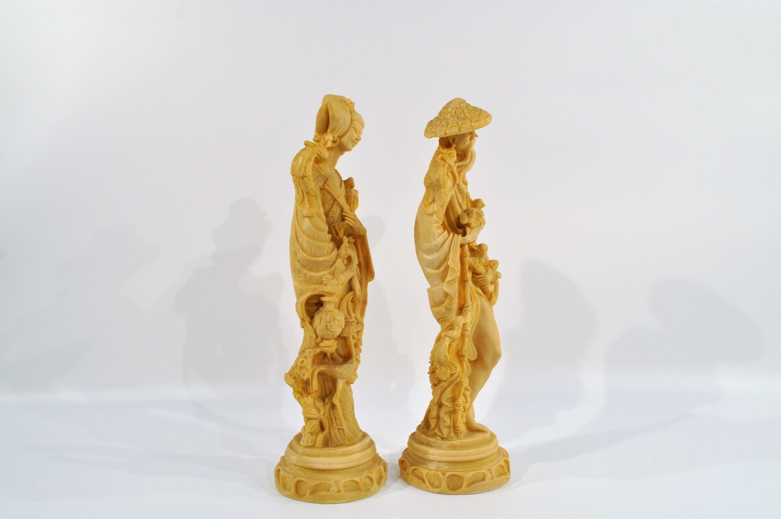 Large Asian Couple Classic Figure Sculpture /oriental Statue Etsy