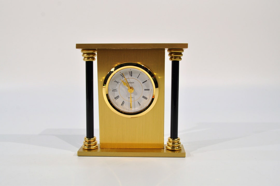 Elegant Linden Quartz Brass Clock With Roman Numbers Etsy