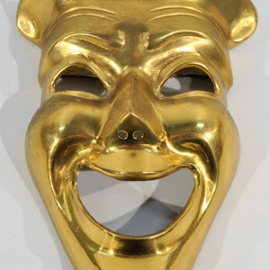 Mid Century Brass Drama/ Comedy Theater Mask Wall Hanging /Venice Carnival mask /Venice masquerade mask