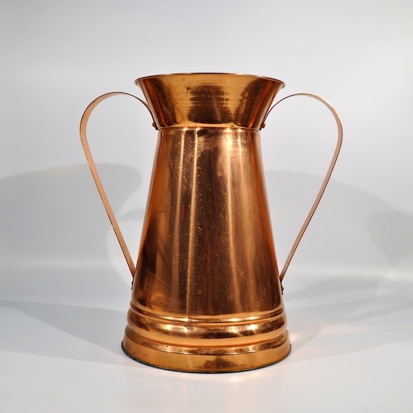 A Unique 15''T  Copper Vase /Umbrella Stand /Vintage farmhouse/rustic/large copper vase/distressed/french cottage decor