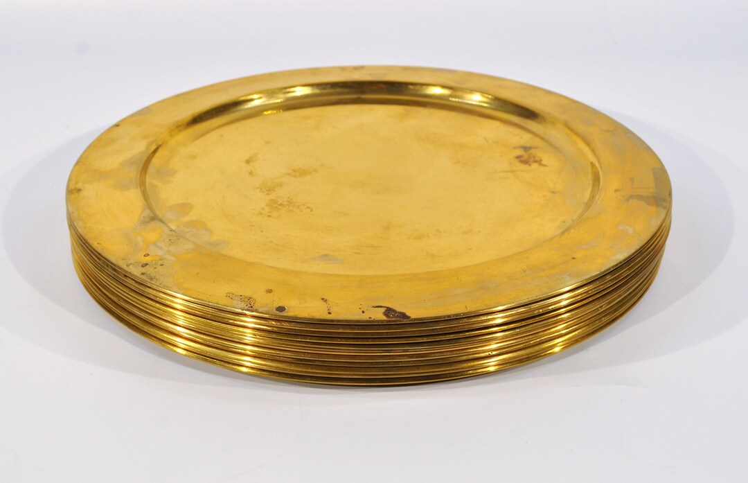 Set of 12 Solid Brass Charger Plate for /vintage Wedding/indoor Outdoor