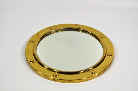 Vintage Round Brass Porthole Convex Mirror Naval Decor Beach Round Brass Porthole Convex Mirror