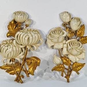 Vintage 1962 Filigree Flowers Ornate Wall Frames  Set of 2