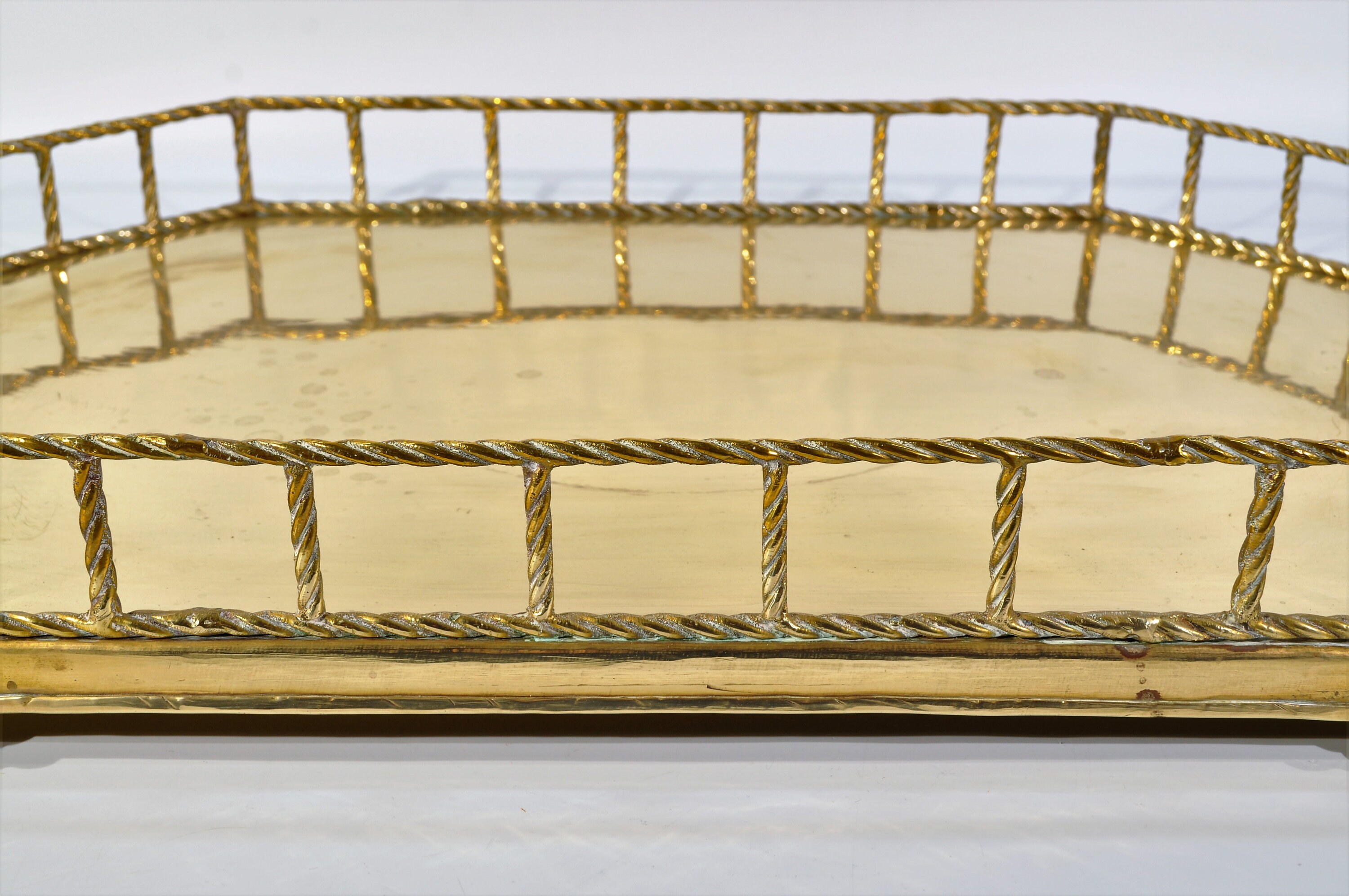 Large Brass Tray Bamboo Faux /brass tray/vintage Etsy