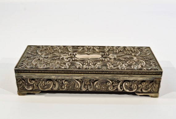 Godinger Silver Plated Jewelry Box/ vintage silver jewelry Box,/ silver Jewelry Box / Art nouveau jewelry box View 6