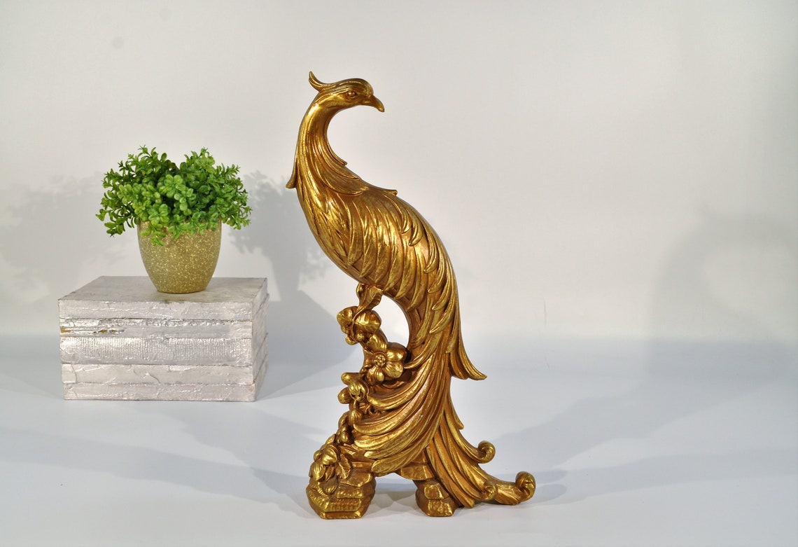 Vintage Peacock Statue Etsy