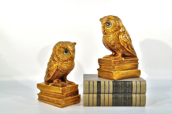 Vintage 1966 Gold Owl Progressive Art Products Owl Chalkware