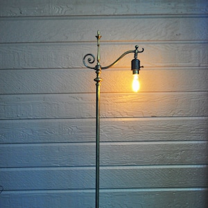Vintage Brass Bridge Arm Floor Lamp