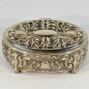 Versilberte Schmuckschatulle / Vintage Silber Schmuckschatulle / Silber Schmuckschatulle / Jugendstil Schmuckschatulle