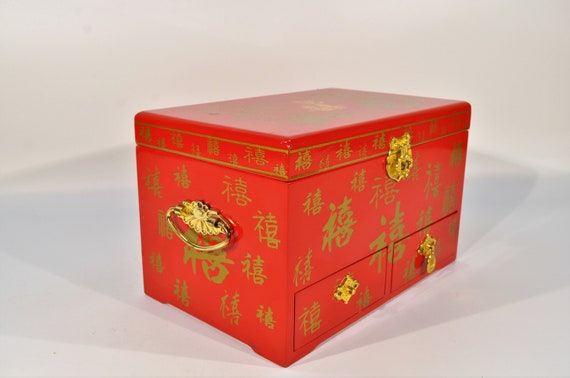 Caja joyería roja con de dragón y - Etsy España