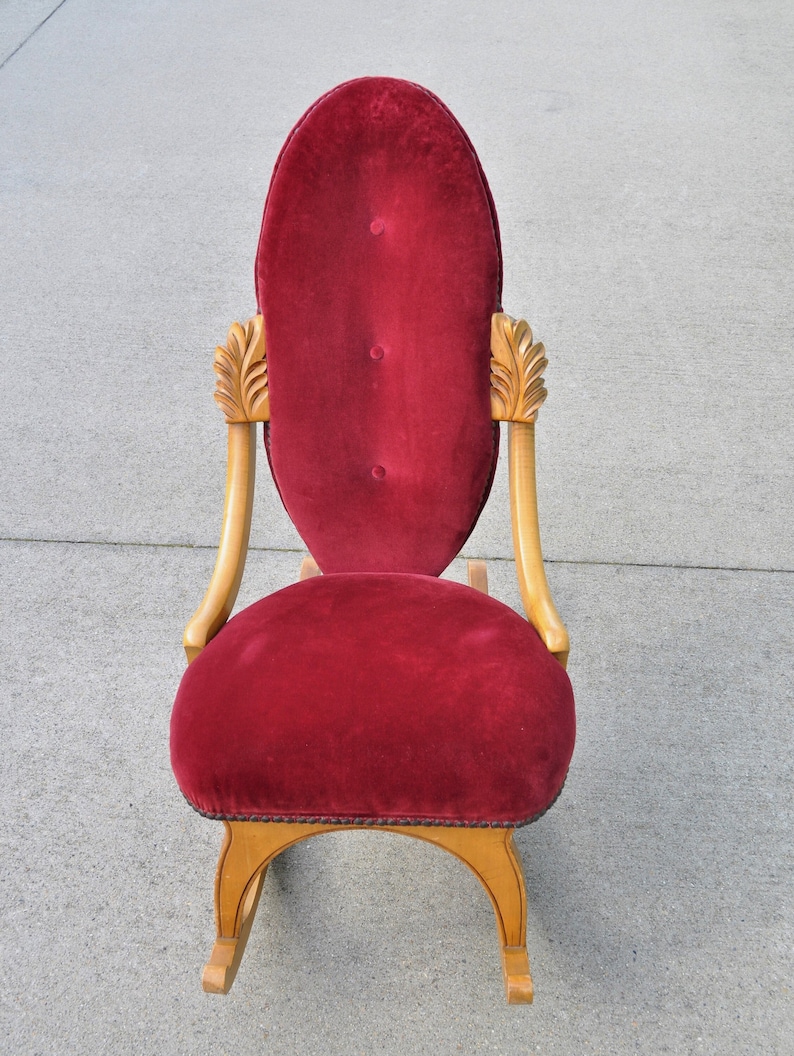 Mid Century Red Velvet Rocking Chair by Elferdink Nantucket - Etsy