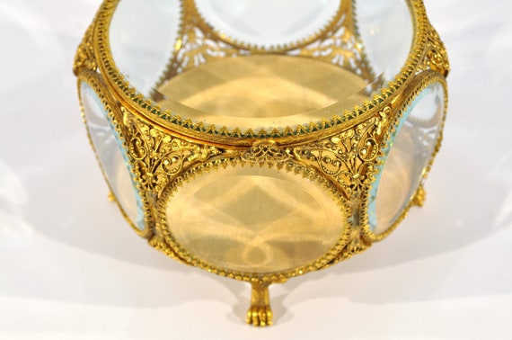 Gold Plated Ormolu Filigree Jewelry Casket - image 8